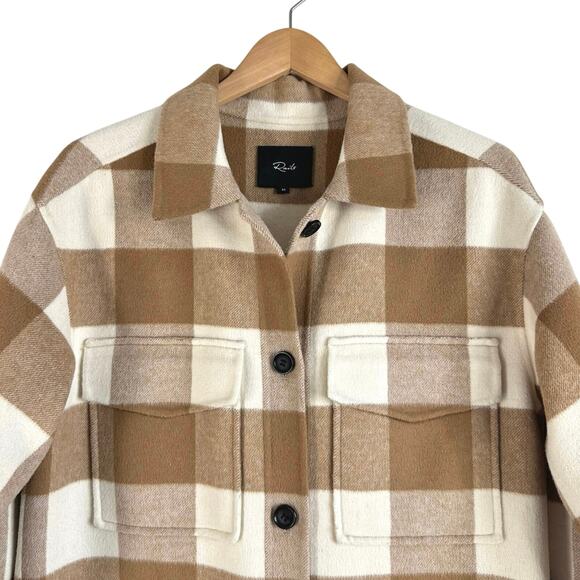Rails Jaro Coat Oversized Wool Blend Ivory Camel Buffalo Check - Picture 5 of 11